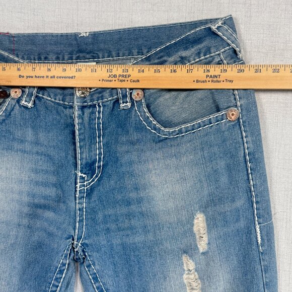 Y2K True Religion Ricky Super T Bootcut Jeans Distressed Light Wash USA Size 40 - Picture 5 of 10